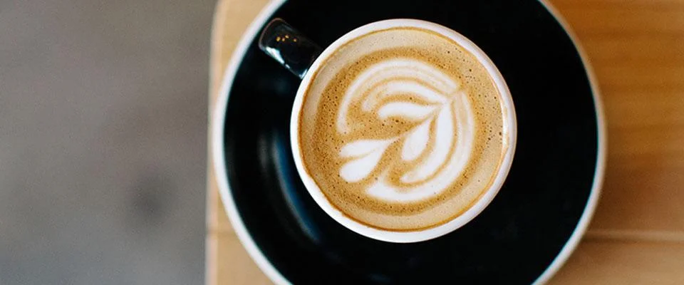 Overhead view of a latte