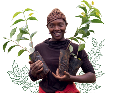 coffee farmer with plants