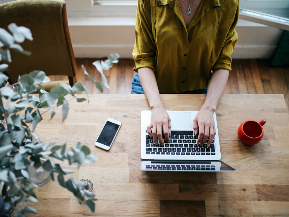 woman working on laptop