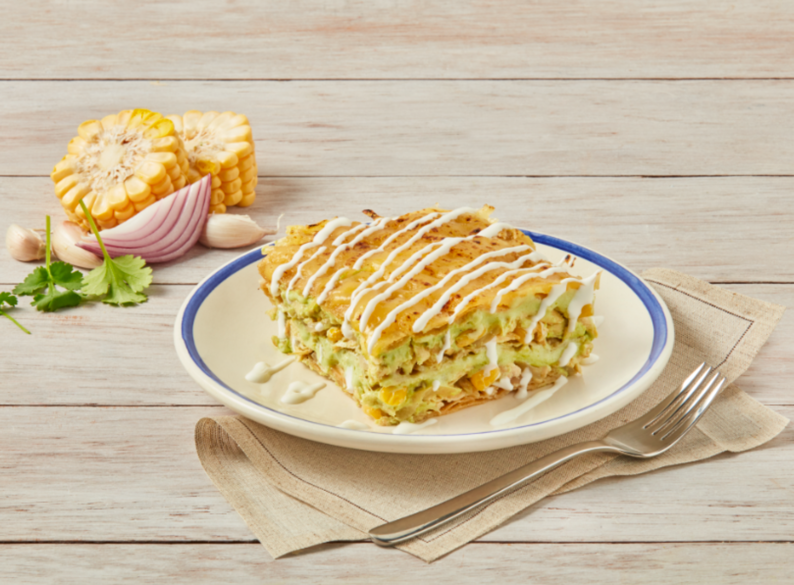 Aztec Poblano Pastel with Crema made with MINOR’S® Fire Roasted Poblano Flavour Concentrate