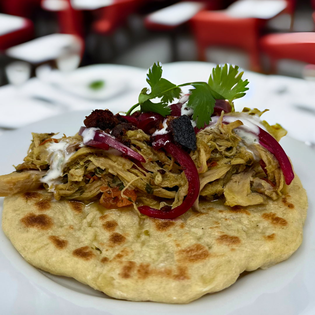 poblano pita with carnitas