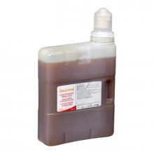 plastic dispense machine insert of Sunsational apple juice concentrate on white background