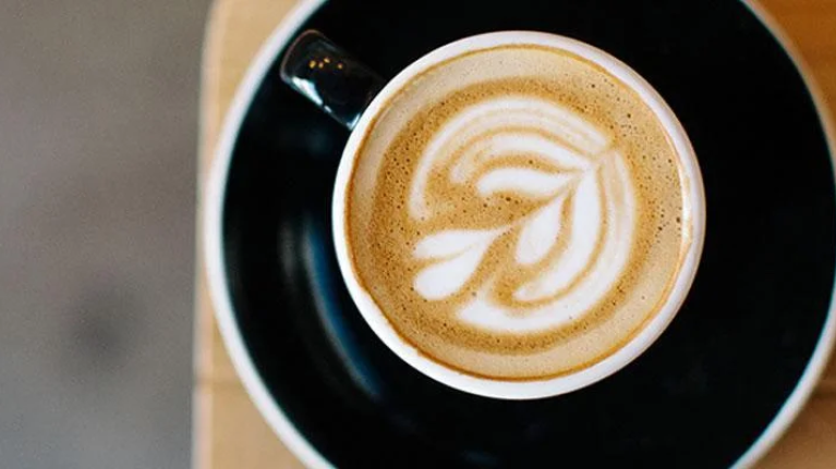 Overhead view of a latte