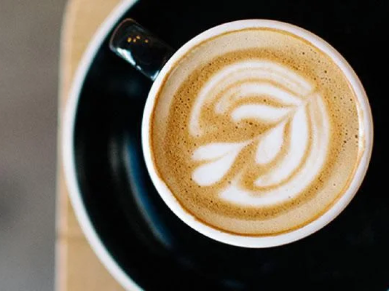 Overhead view of a latte