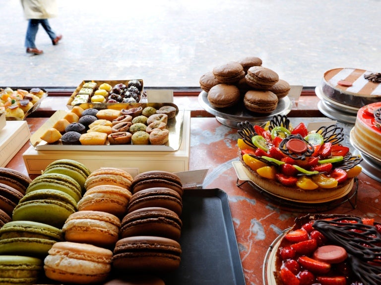 variety of dessers in storefront