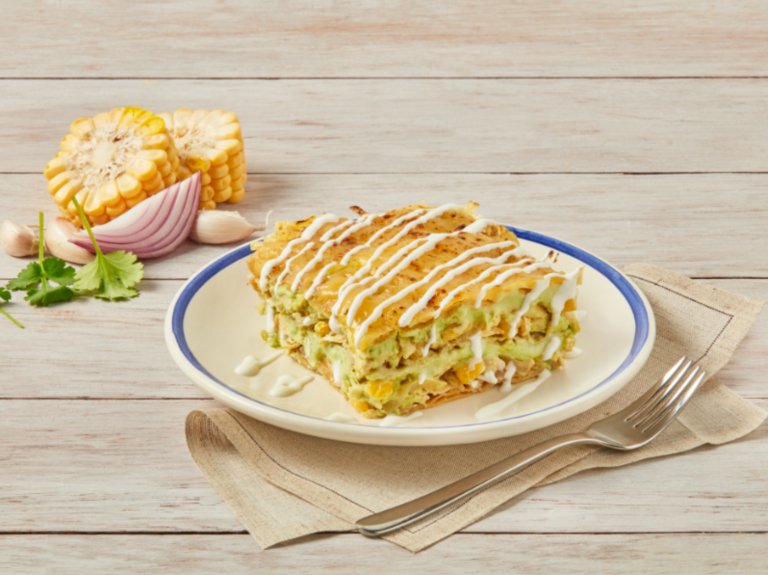 Aztec Poblano Pastel with Crema made with MINOR’S® Fire Roasted Poblano Flavour Concentrate