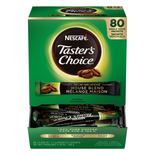 tasters choice decaf instant coffee box shot open