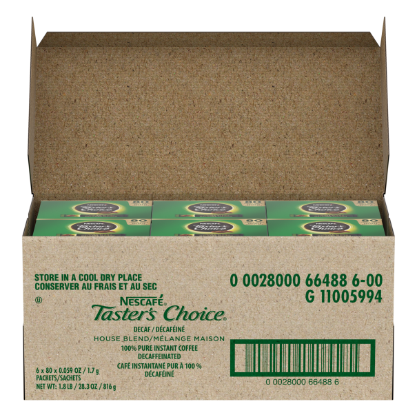 tasters choice decaf instant coffee opened box