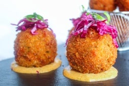 Clam & Corn Croquettes with Fire Roasted Poblano Horseradish Aioli