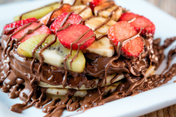 pancake stack with KITKAT spread