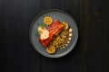 Harissa Roast Salmon with Yogurt Sauce and Herbed Grains
